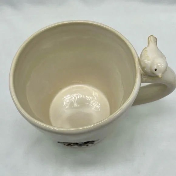 Pottery Barn 1 Ceramic Bird Nest Mug - Cream and Blue - Picture 6 of 10